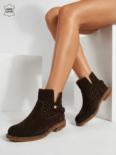 Ažuursed naturaalsest nahast naiste poolsaapad Unimi