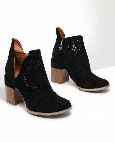 Royalfashion Openwork post boots in black Revivela