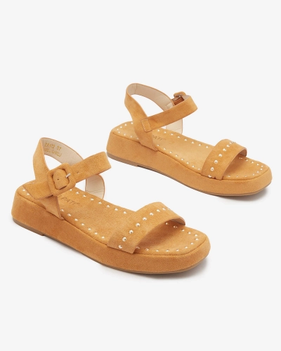 Brown women's sandals with rhinestones Franssia - Footwear