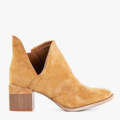 Brązowe damskie botki na słupku Jeneuer - Obuwie