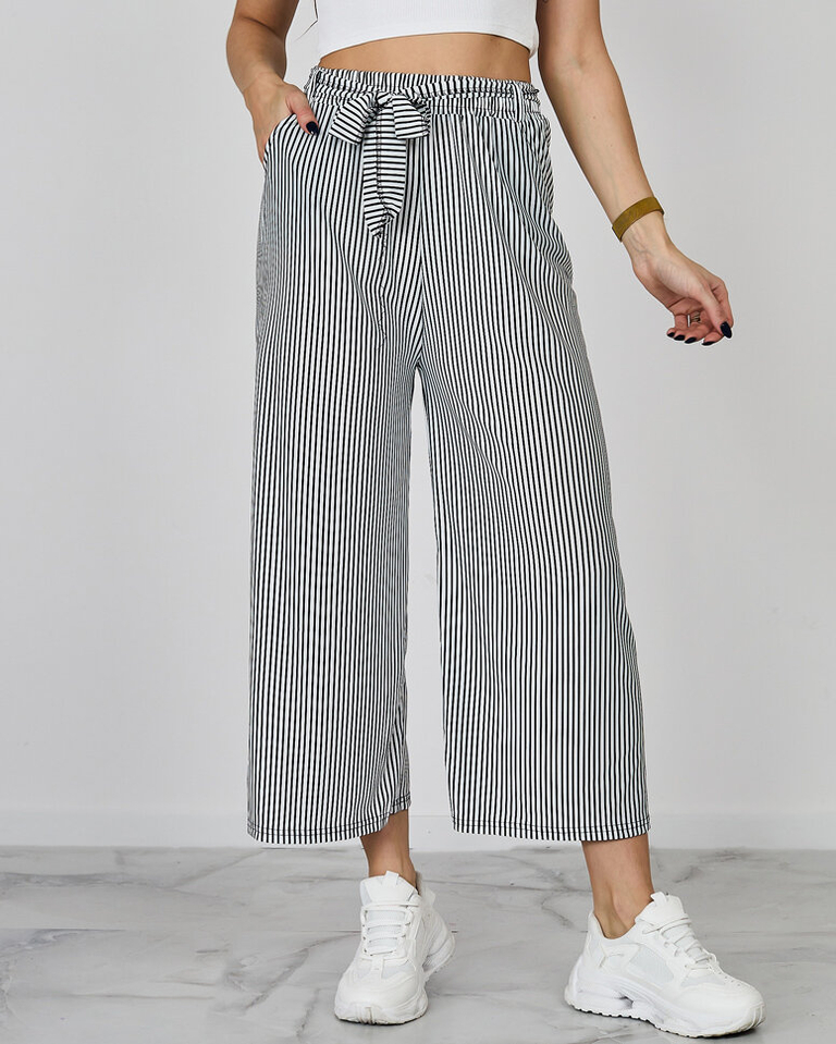 Royalfashion Женские широкие брюки 7/8 в полоску
