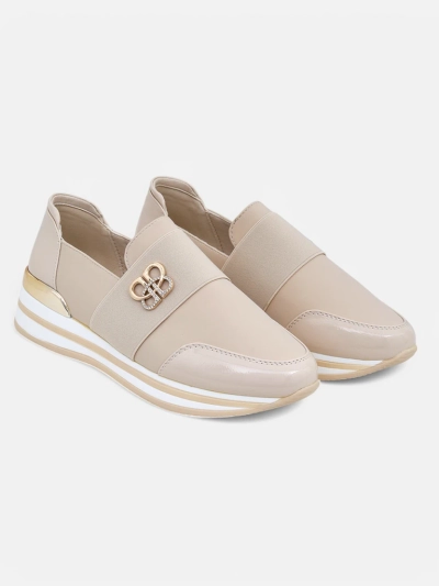 Женские мокасины Aurora Classico Beige экокожа плоский каблук