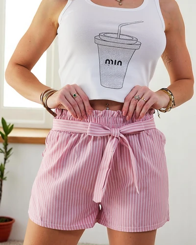Royalfashion Women's shorts with elastic and drawstrings at the waist in a striped pattern