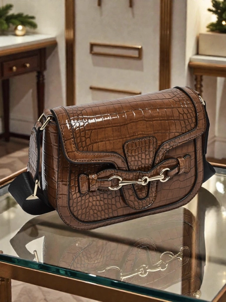 Naiste käekott Aurora tumepruun nahast elegantne