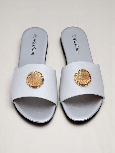 Royalfashion Women's Flat Golden Slip On Sandals