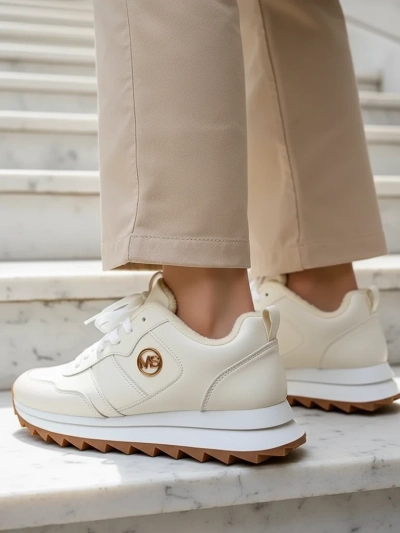 Royalfashion Alba Утепленные Женские Кроссовки Белая Экокожа на Платформе