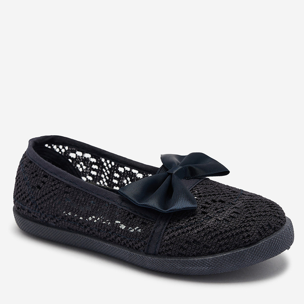 Girls' navy blue slip on sneakers with bow Sweet Time - Footwear
