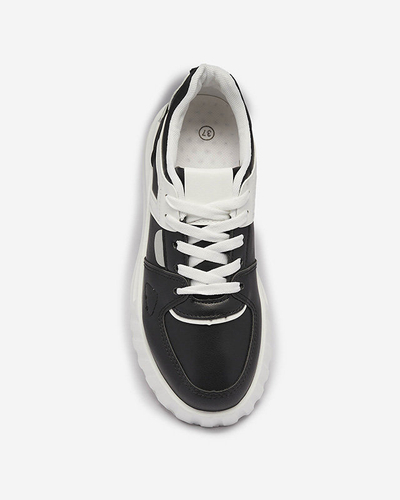 Öko-nahast naiste mustad sportlikud spordijalatsid valge sisekattega Netiris - Jalatsid