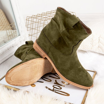 Green cowboy boots on a covered Astrit wedge - Footwear