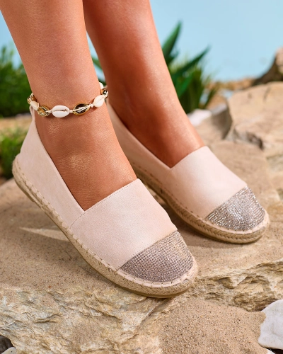 Royalfashion Beige women's espadrilles with zircons Iterica