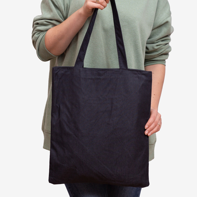 Black fabric bag with cat's inscription and print - Accessories