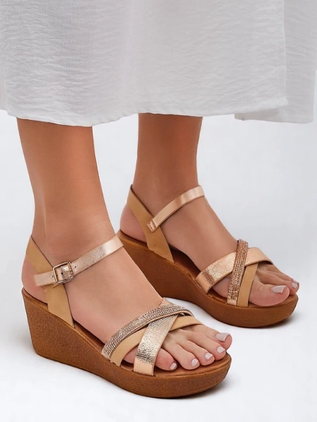 Женские wedges-сандалии Royalfashion с стразами и блестками Glittera