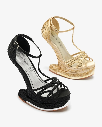 Black women's pumps with zircons Nekko- Footwear