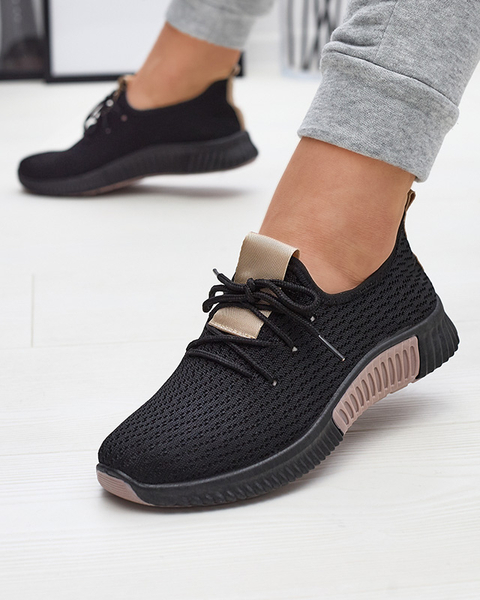 Black women's sports shoes with brown inserts Keteti - Footwear