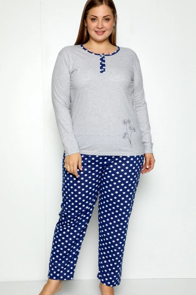 Royalfashion Women's Cotton 2-Piece Polka Dot Pajamas PLUS SIZE
