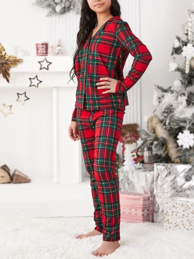 Royalfashion Christmas children's cotton checkered pajamas