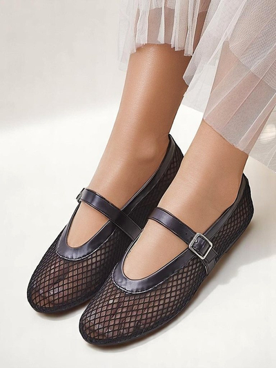 Royalfashion women’s openwork ballet flats with strap Naommi