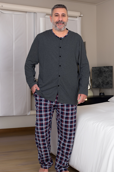 Royalfashion Meeste Puuvillane Ruuduline Pijama PLUS SUURUS