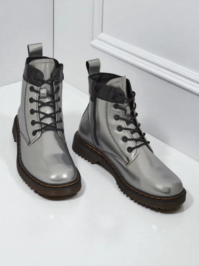 Женские ботинки серебряные Celestina Eco Кожа Патентная с молнией