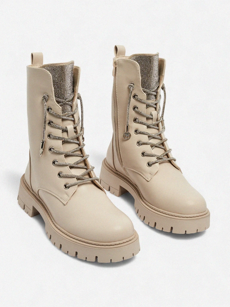 Eco-leather laced women's ankle boots Farly