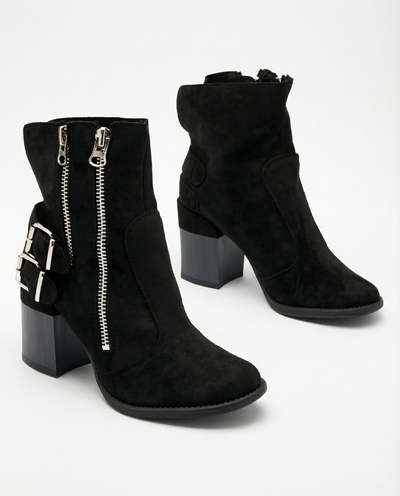 Royalfashion Women's black boots with Feirrgo decoration