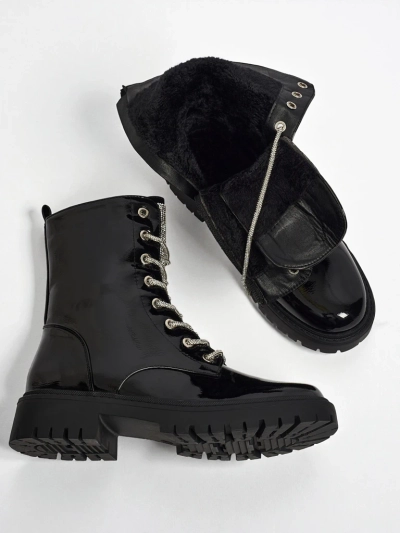 Fjorra Women's Patent Lace-up Ankle Boots