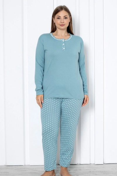 Royalfashion Naiste Puuvillane 2-osaline Polka Dot Pijama PLUS SUURUS