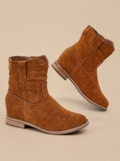 Brown ankle boots a'la cowboy boots on an indoor wedge Jelluma - Footwear