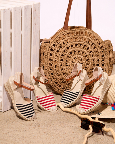 Women's black espadrilles with stripes on the Mecera wedge - shoes