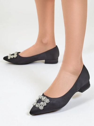 Royalfashion Women's satin-like ballerinas with a buckle Legant