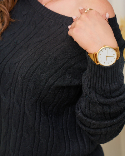 Royalfashion Черный женский клетчатый свитер