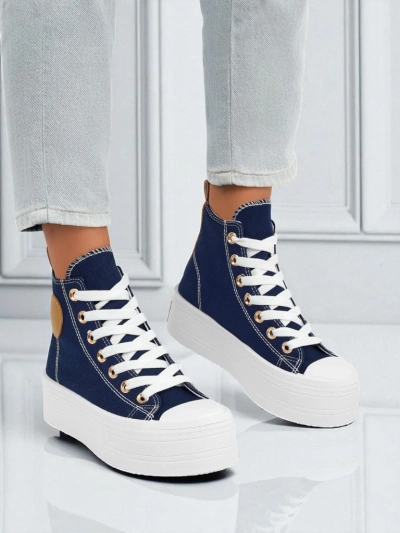 Adelina Capri Navy Blue Women's Sneakers on a Flat 4.5cm Platform