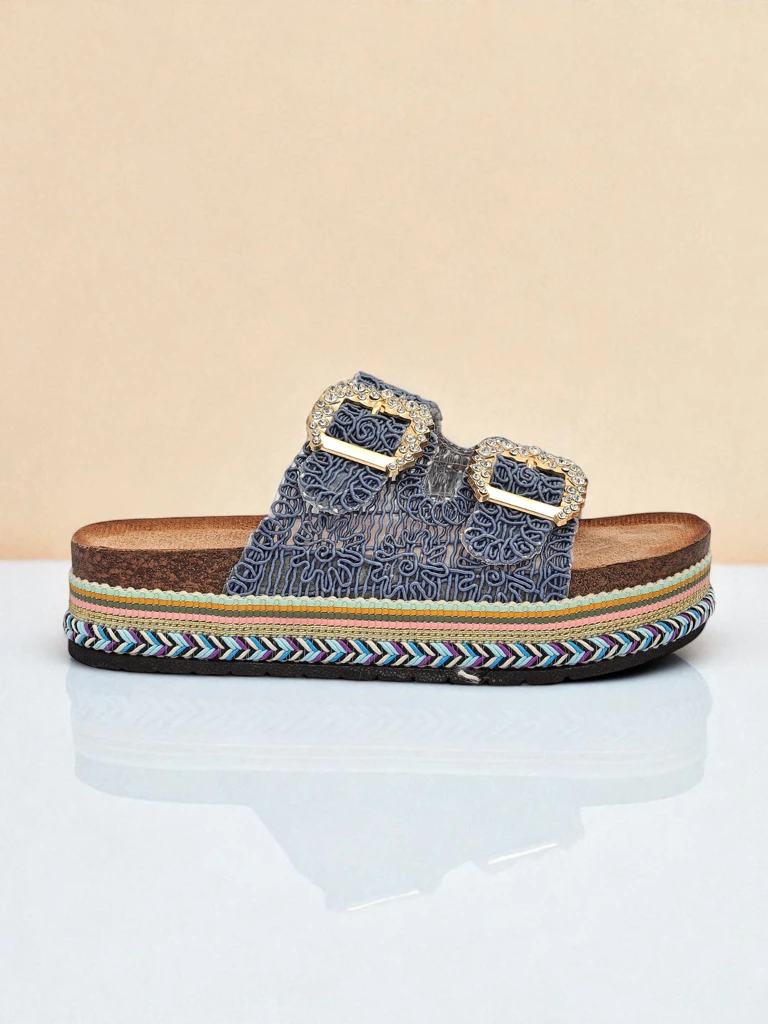 Royalfashion Женские сандалии с пряжками из стразов GlamCork