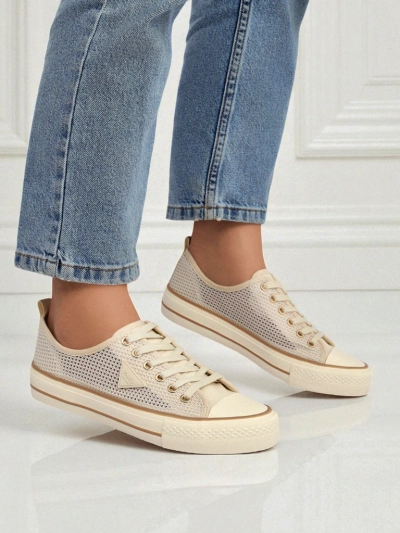 Aurelia Beige - naiste tekstiilist tennised tasasel 3 cm tallal