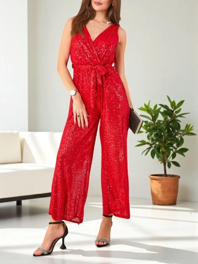 Royalfashion Long women's jumpsuit with sequins