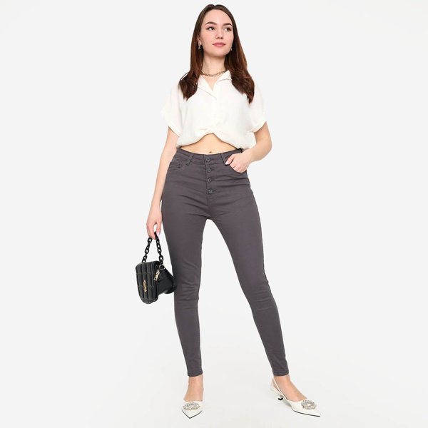 Dark gray women's skinny jeans - Clothing