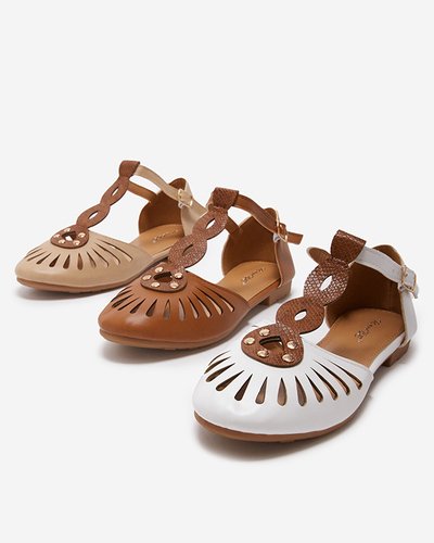 Beežid naiste ažuursed baleriinad külgedel väljalõikega Erraf-Footwear