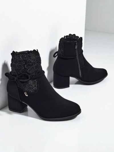 Diana Black Elegant Autumn Ankle Boots