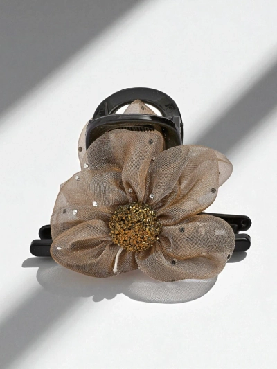 Royalfashion Hair Clip with Tulle Flower and Glitter Center