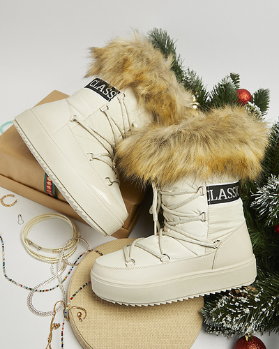 Beežid naiste karusnahaga liibuvad lumesaapad Lilitsa- Jalatsid