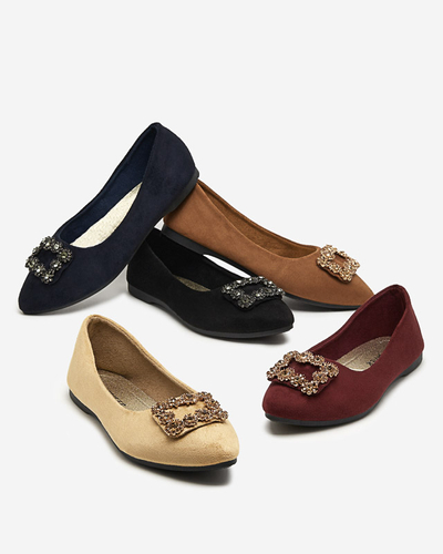 Светло-коричневые женские балетки с украшением Linselisa