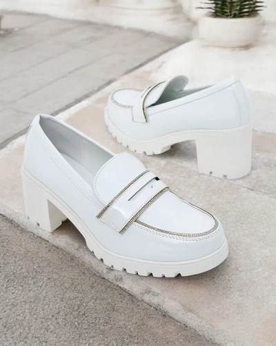 Royalfashion Kvinner sitt patos lær loafers Befies