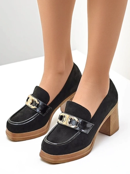 Royalfashion Women's moccasins on a block heel Qeroy