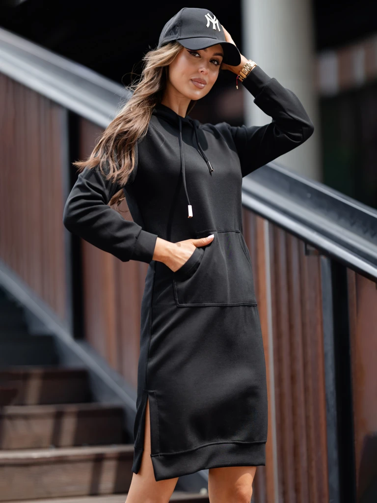 Royalfashion Viscose Sweatshirt Dress with Hood