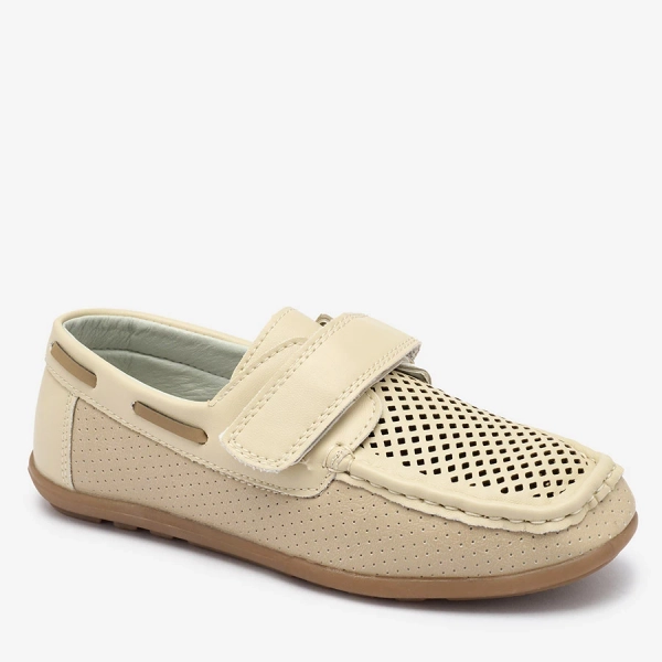 Детские ажурные мокасины бежевого цвета Nexxc- Footwear