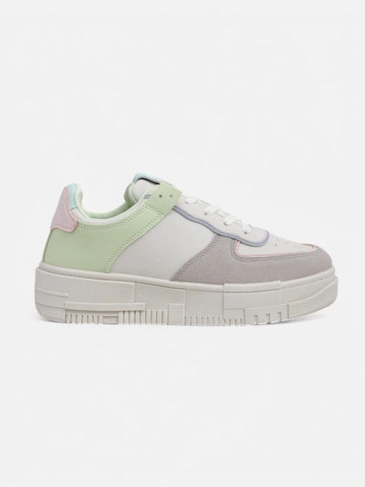 Lycaste beige women's sneakers made of ecological leather with a flat sole