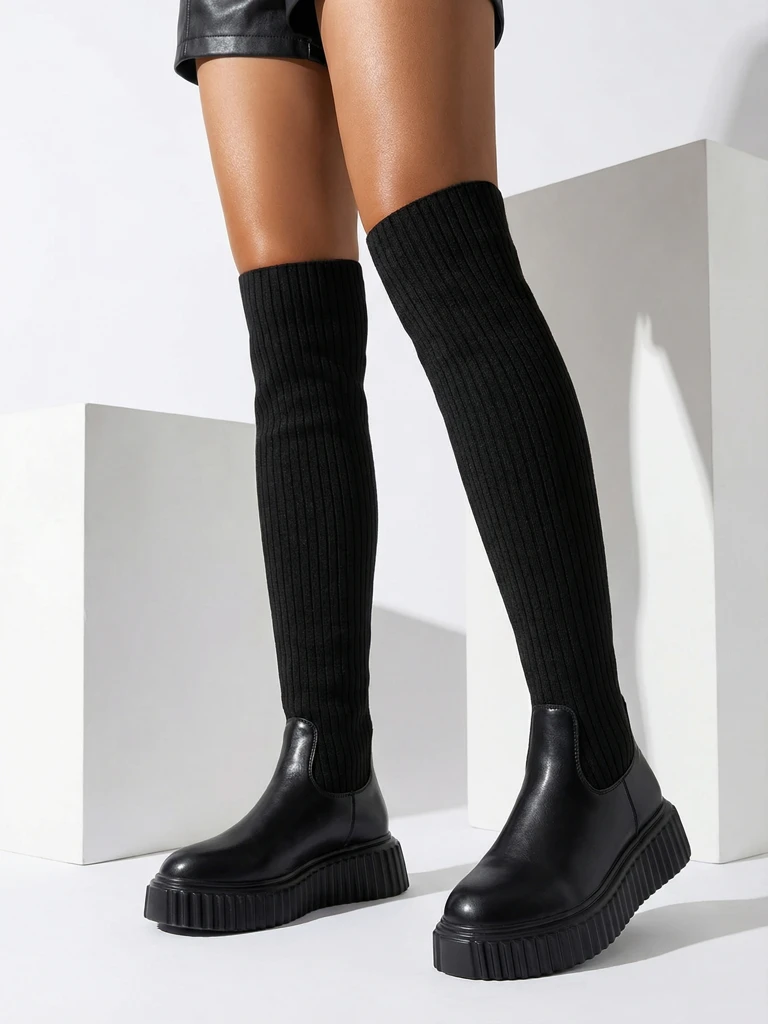 Royalfashion Women's Hesoppel slip-on over-the-knee boots