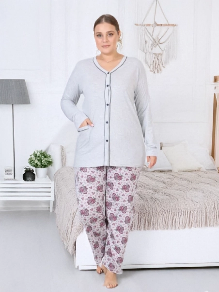 Royalfashion Women's cotton two-piece floral pyjamas PLUS SIZE