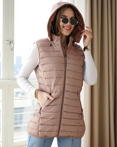 Royalfashion Women's sleeveless jacket with removable hood