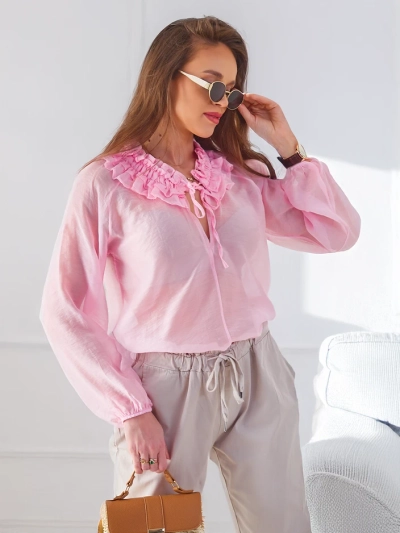 Royalfashion Прозрачная женская рубашка с декоративным воротником